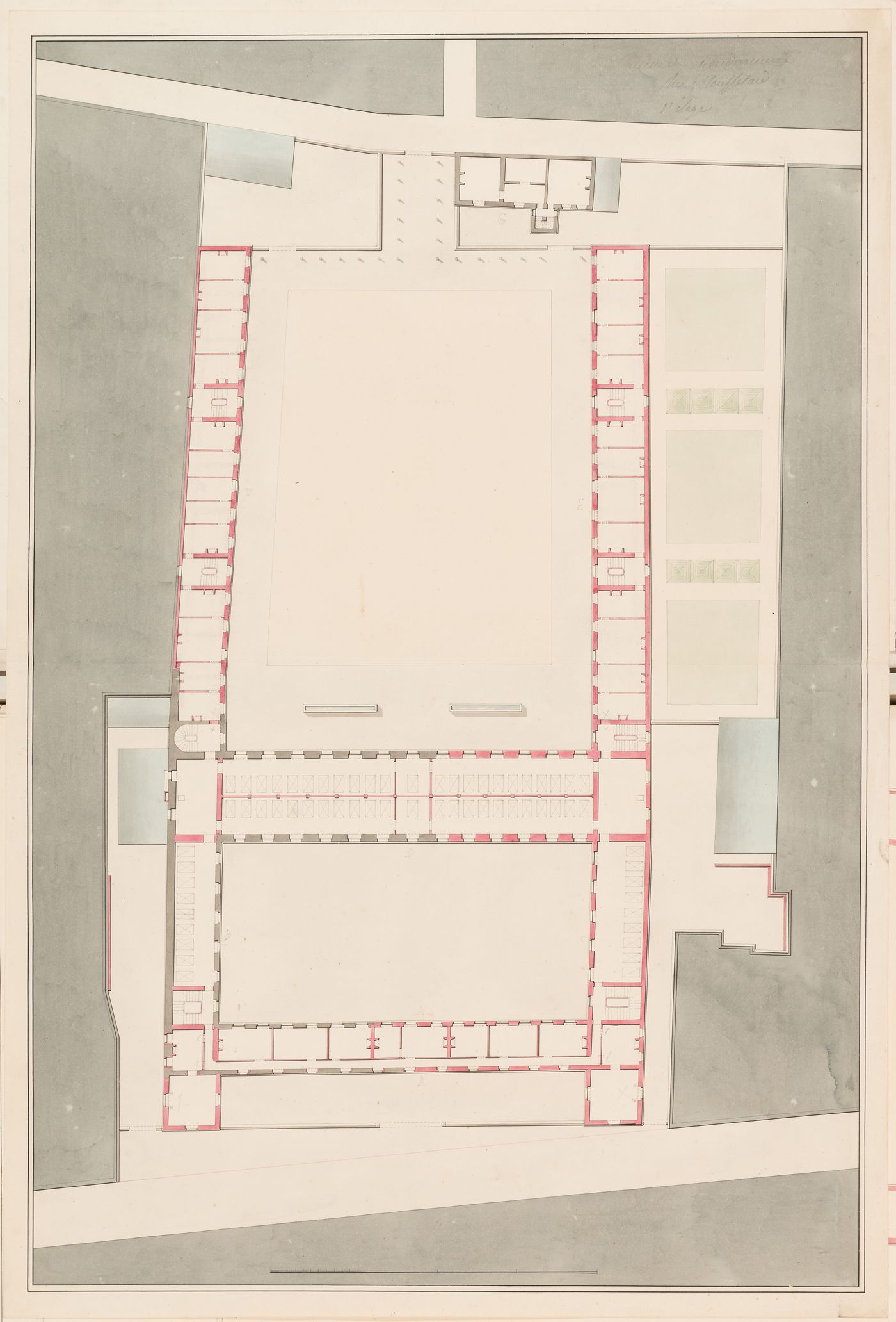 Project for the caserne de la Gendarmerie royale, rue Mouffetard: Second floor plan