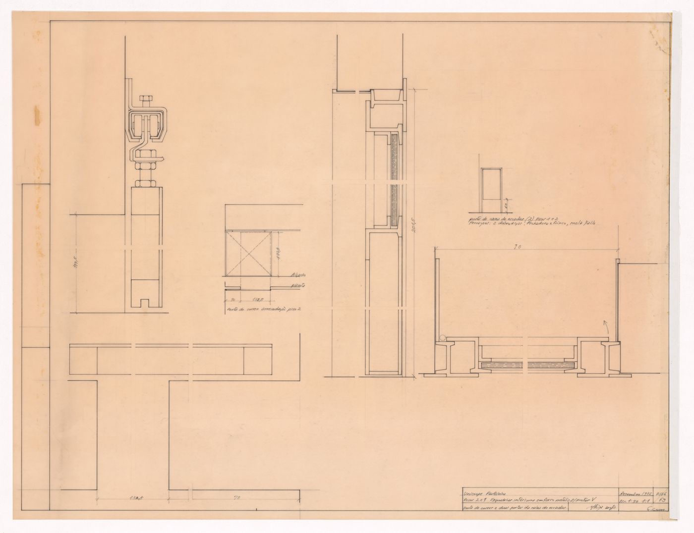 Door and window frame plan, elevations and sections for Cooperativa Unicoope Domus / Pasteleira, Porto, Portugal