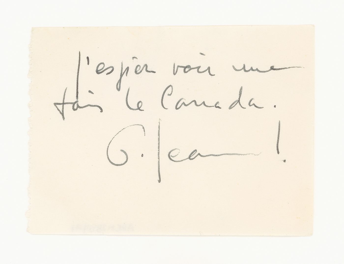 Note from Le Corbusier to Parkin