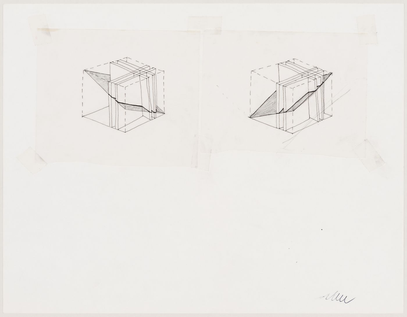 House VI, Cornwall, Connecticut: axonometric sketches