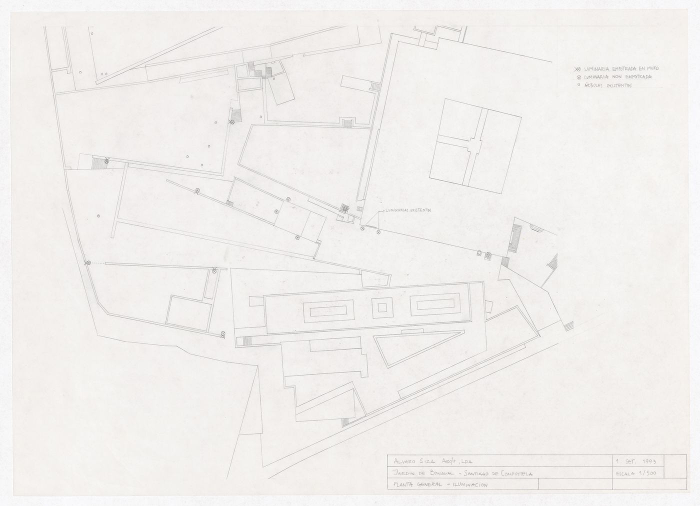 Lighting plan for Parque de Santo Domingo de Bonaval, Santiago de Compostela, Spain