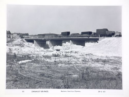 View of eastern junction flyover, during construction of the Swanley Bypass, England