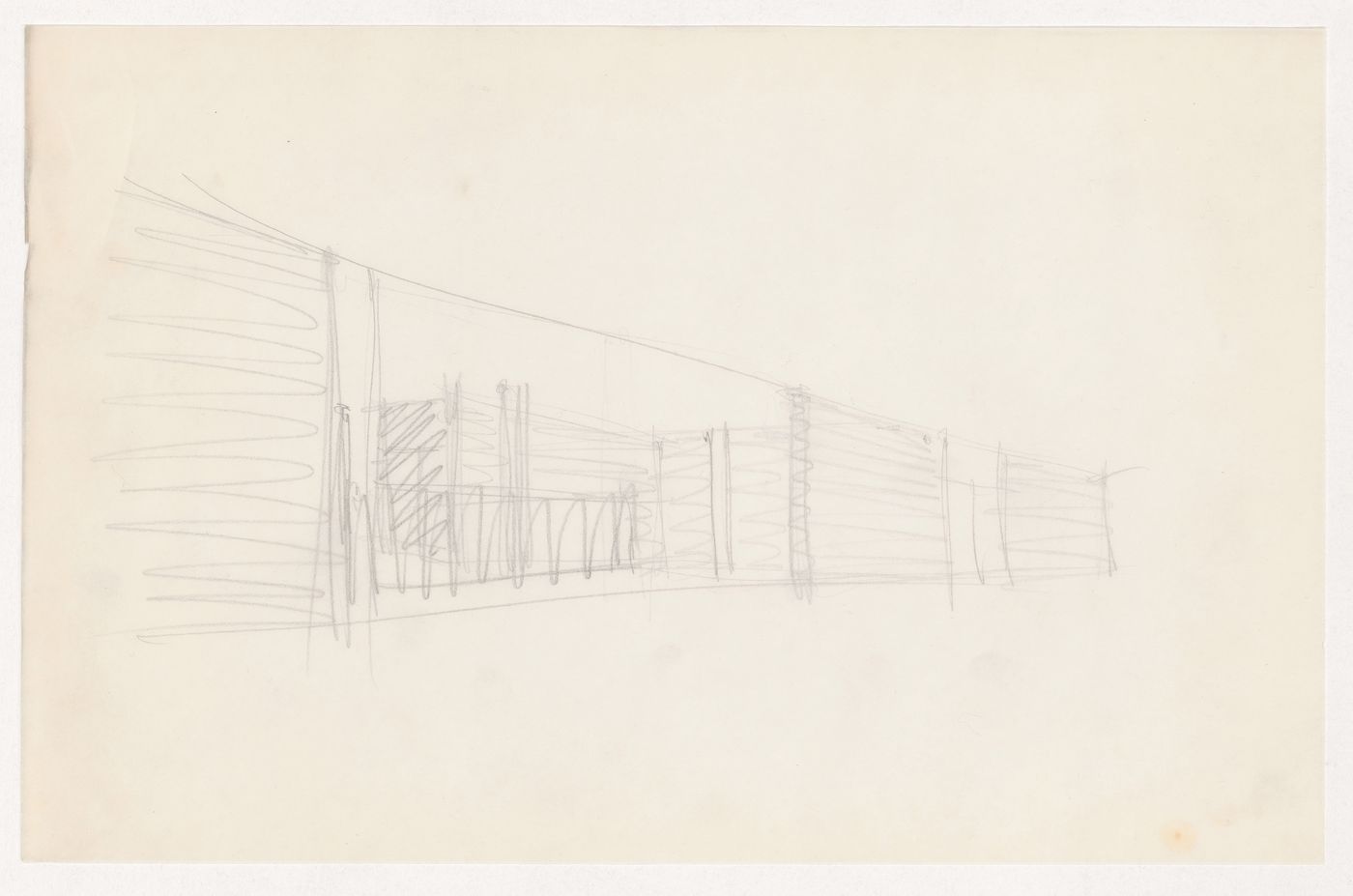 Interior perspective sketch for the Metallurgy Building, Illinois Institute of Technology, Chicago