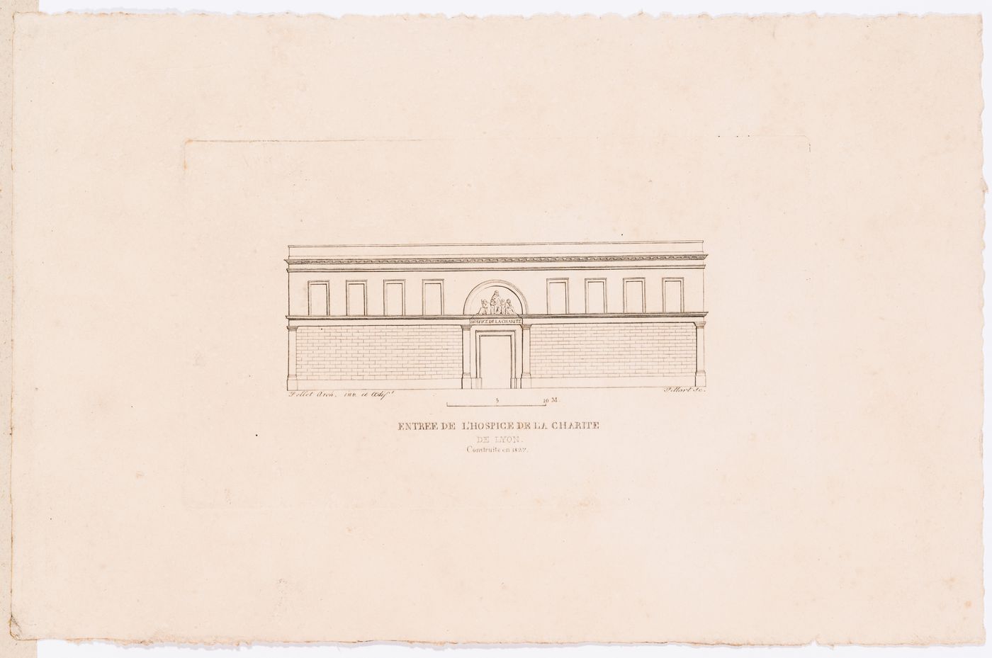 Hospice de la charité, Lyon: Elevation of the entrance