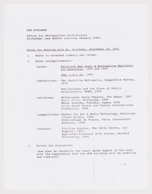 Notes by Larry W. Richards for Edgar Bronfman Jr.