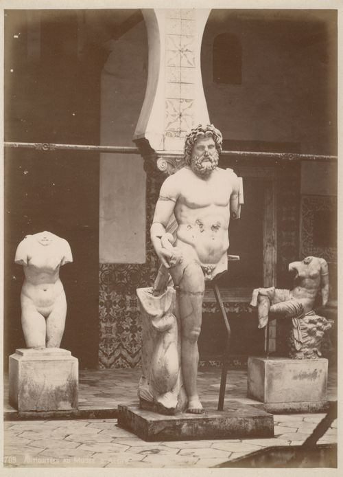 Antique stone sculptures in courtyard, Algiers, Algeria