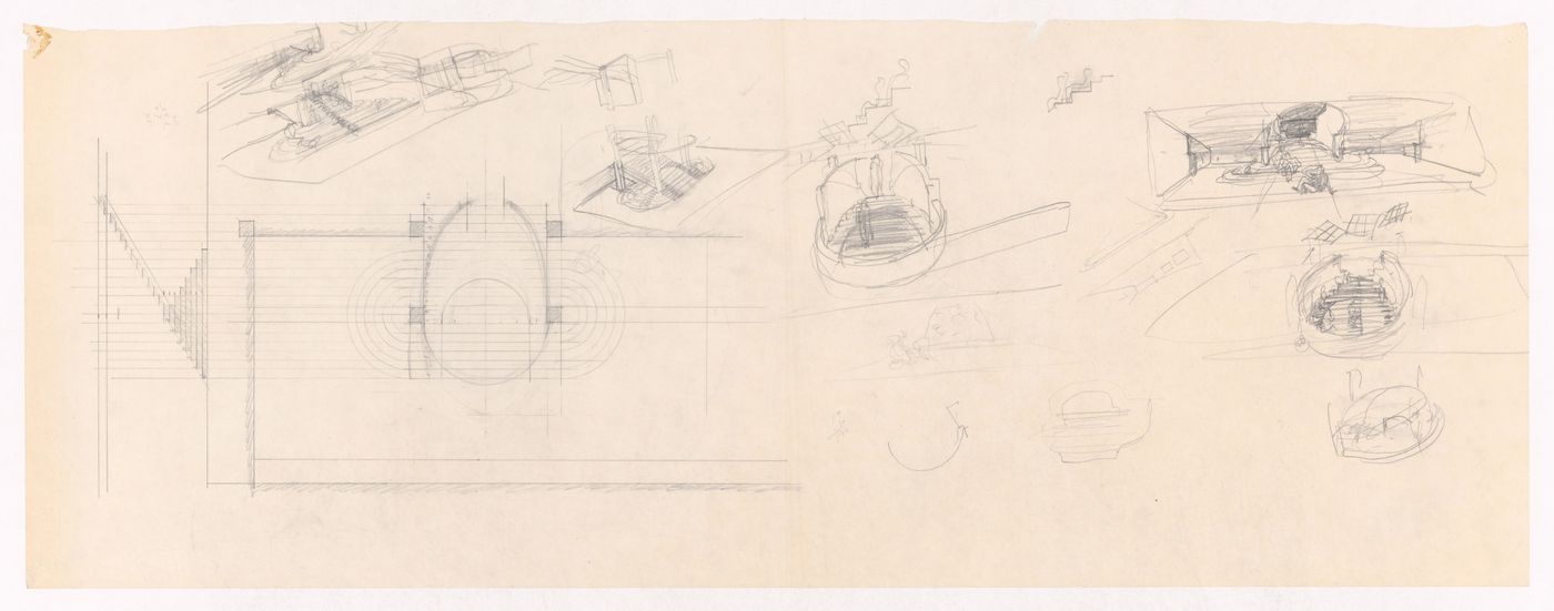 Sketches of stairs for Galeria do Antiquário, Campo Alegre, Porto, Portugal