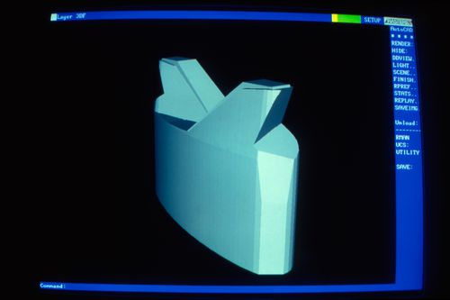 Screen capture of an AutoCAD file of a 3D model of the second pier for Erasmus Bridge