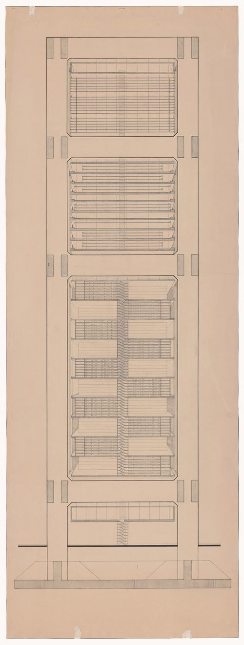 Section, possibly for Edificio suspendido de oficinas