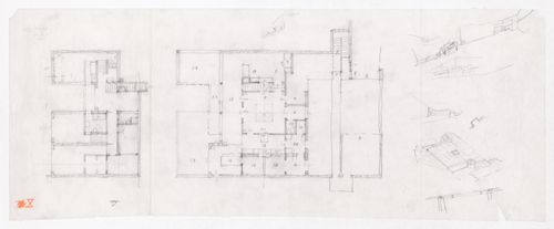Sketch plans and perspectives for Casa Guardiola, Puerto de Santa Maria, Spain