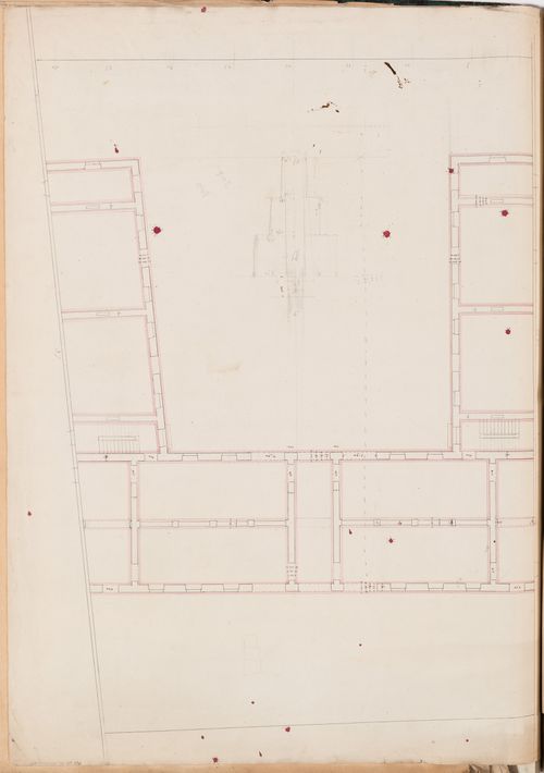 Project for the caserne de la Gendarmerie royale, rue Mouffetard: First floor plan; verso: Project for the caserne de la Gendarmerie royale, rue Mouffetard: Partial plan