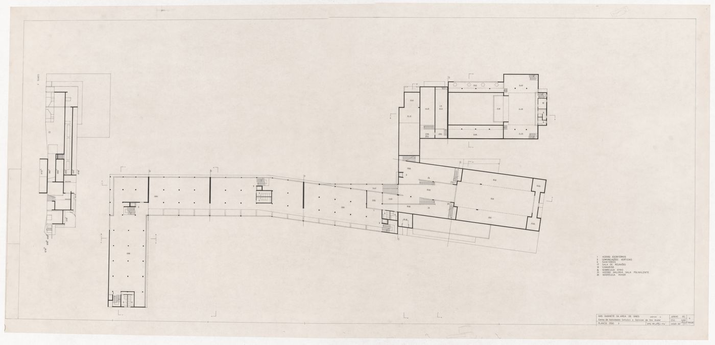 Level three plan for Centro Cultural de Sines, Sines, Portugal