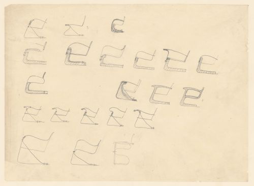 Twenty-one studies for a cantilevered chair (Brno chair variations)