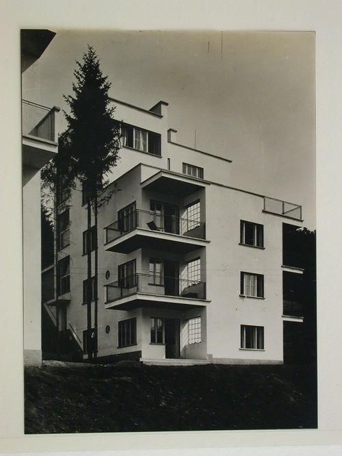 View of the Lazenské Sanatorium showing one of the boarding houses, Bila ctvrt' (The White Quarter), Luhacovice, Czechoslovakia (now Czech Republic)