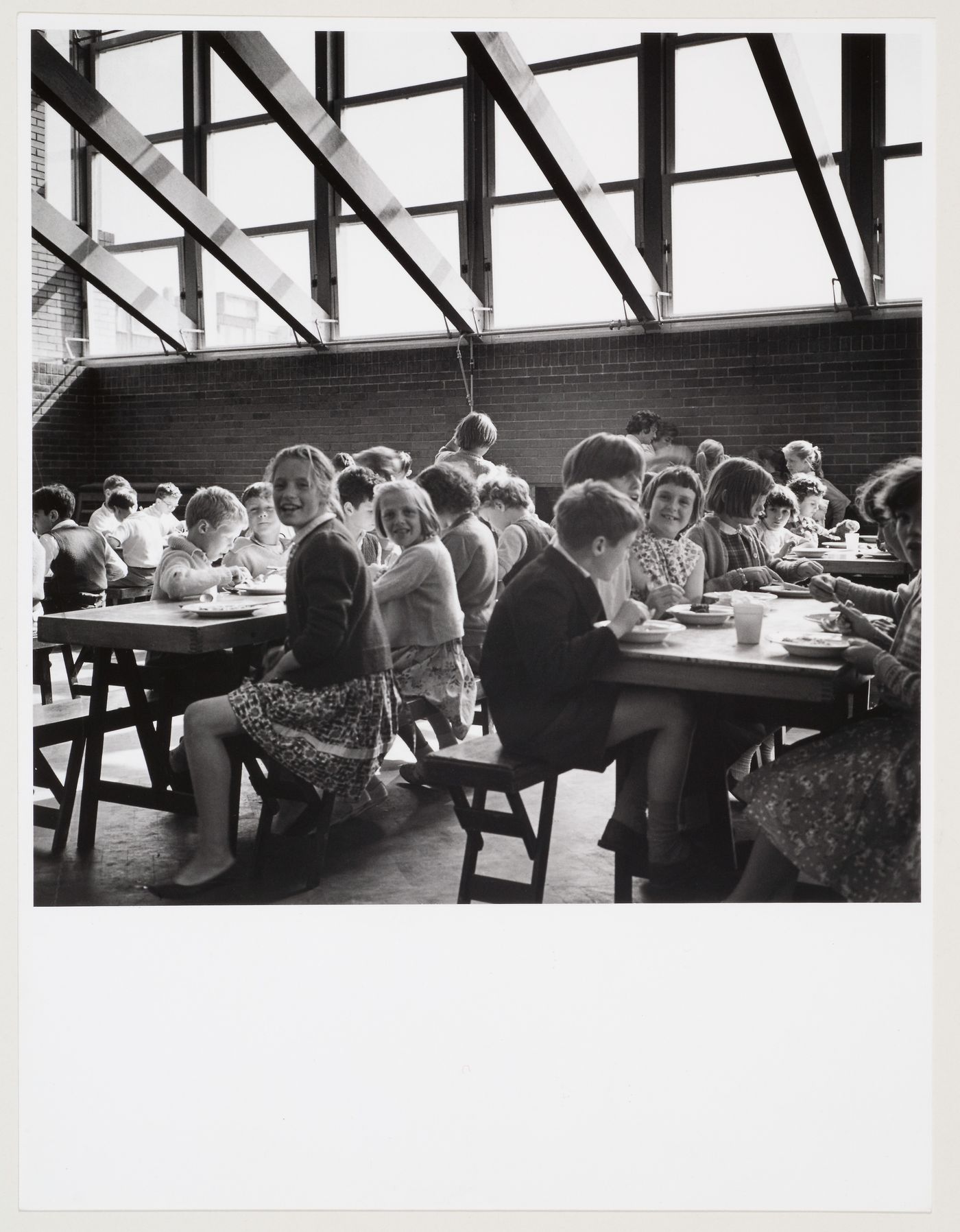 Interior view of Assembly Hall, Brunswick Park Primary School, London, England