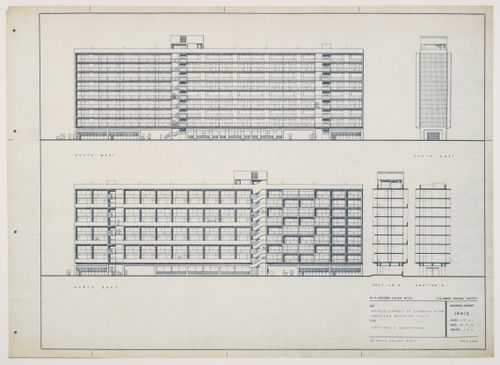 Apartment Houses, Lambeth, London, England: elevations and sections