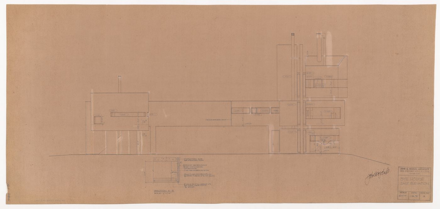East elevation with detail for Wall House 2 (Bye House)