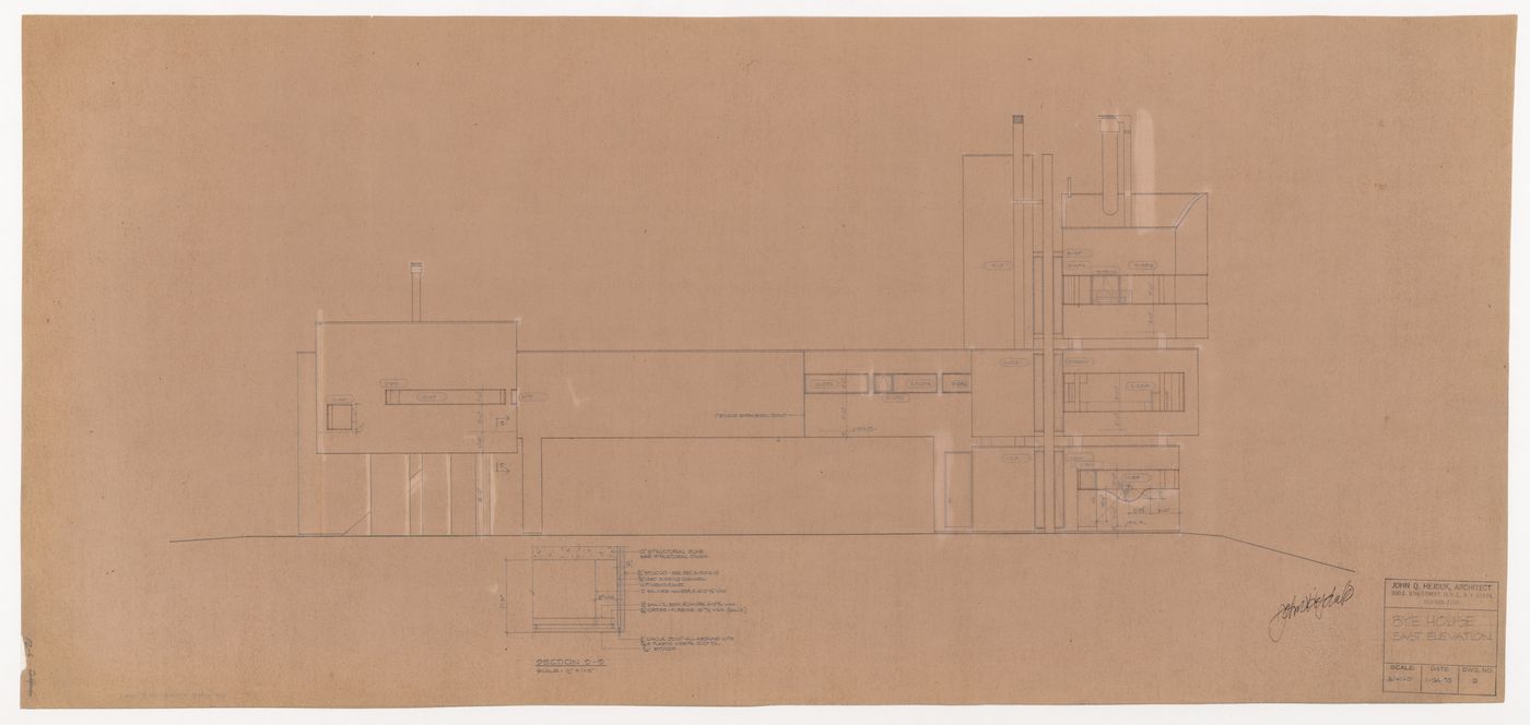 East elevation with detail for Wall House 2 (Bye House)