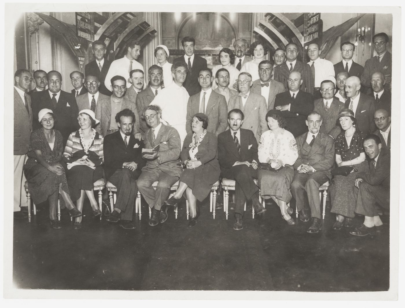 Group portrait of study tour members after the Society for Foreign Cultural Relations (VOKS) meeting