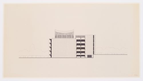 Elevation for the Museum of Knowledge, Sector 1, in Chandigarh, India