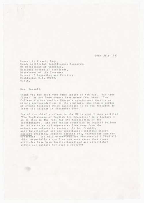 Letter from Lionel March to Russell A. Kirsch