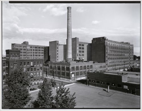 View of the Northern Electric Company Building looking south from the roof of the Belding Corticelli Spinning Mill, Montréal, Québec