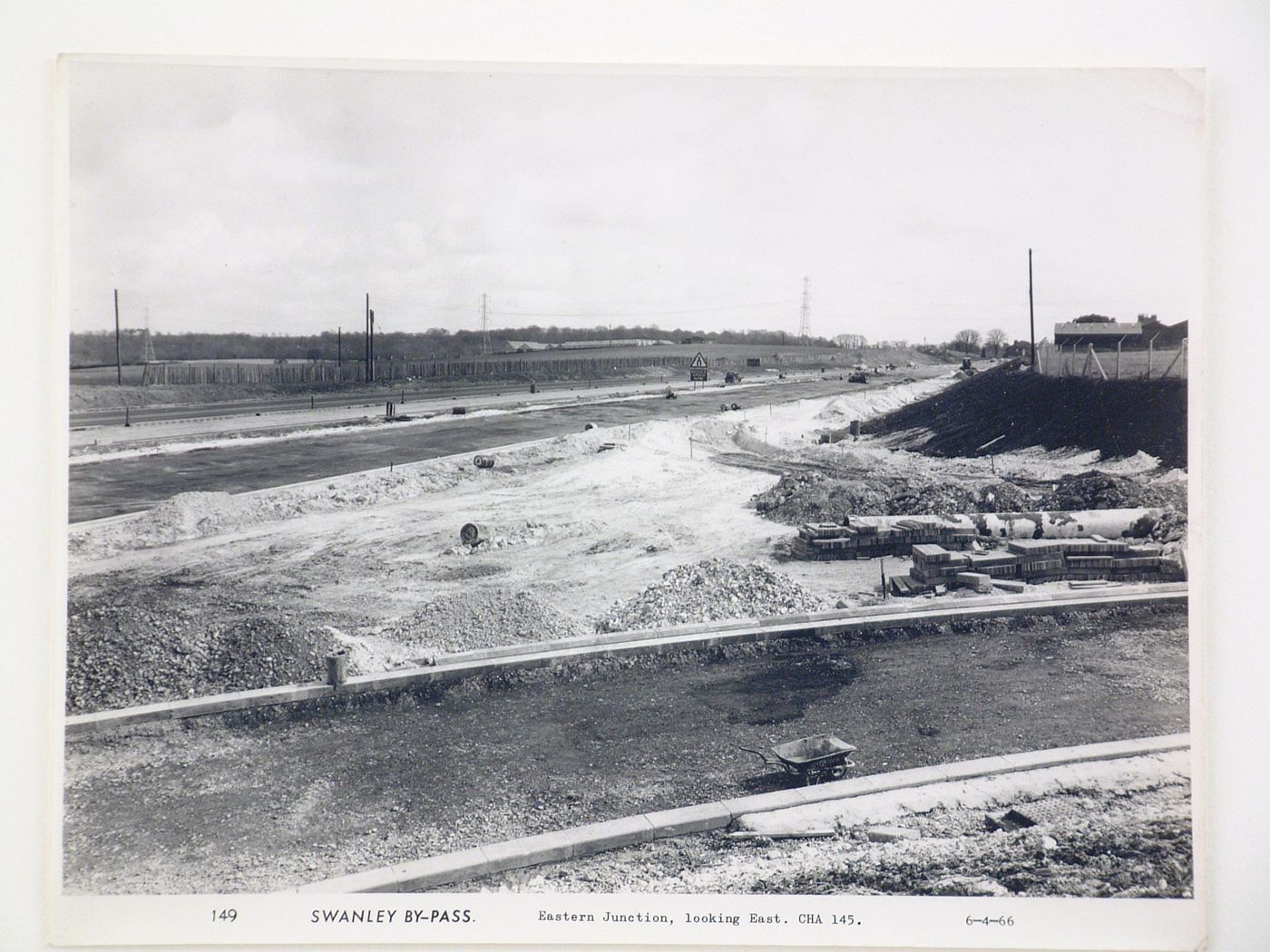 View of eastern junction, looking east, during construction of the Swanley Bypass, England