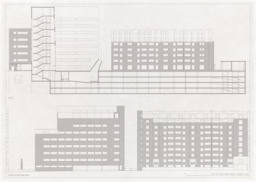 Elevation and section for Plano Urbanístico Boulevard Brune, Paris, France