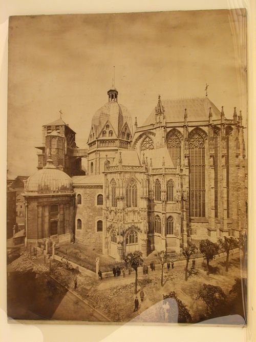 Rear view of the Aachener Dom, also known as the Aachen Cathedral, with the Chapel of Hungary on the left side, Aachen, Germany