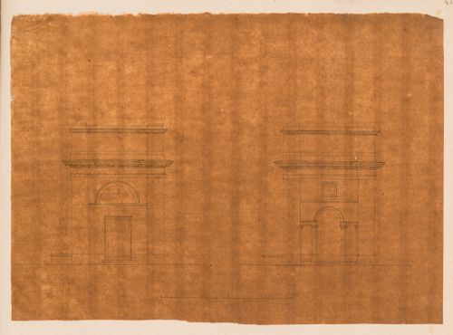 Project for the redevelopment of the École de médecine and surrounding area, Paris: Side elevations for a fountain for the Clinique de l'École de médecine