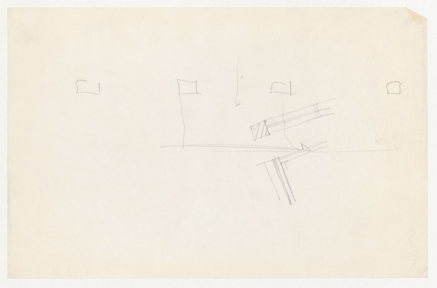 Partial sketch elevation and partial sketch plan for a window mullion for the Metallurgy Building, Illinois Institute of Technology, Chicago, with unidentified sketches