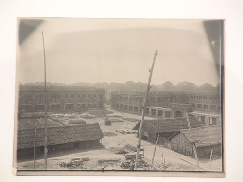View of  construction, taken from a high vantage point, Patna, India