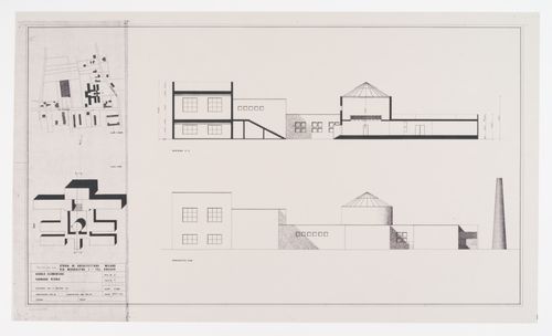 South elevation and section C-C (Prospetto sud e sezione C-C), Scuola elementare a Fagnano Olona, Italy