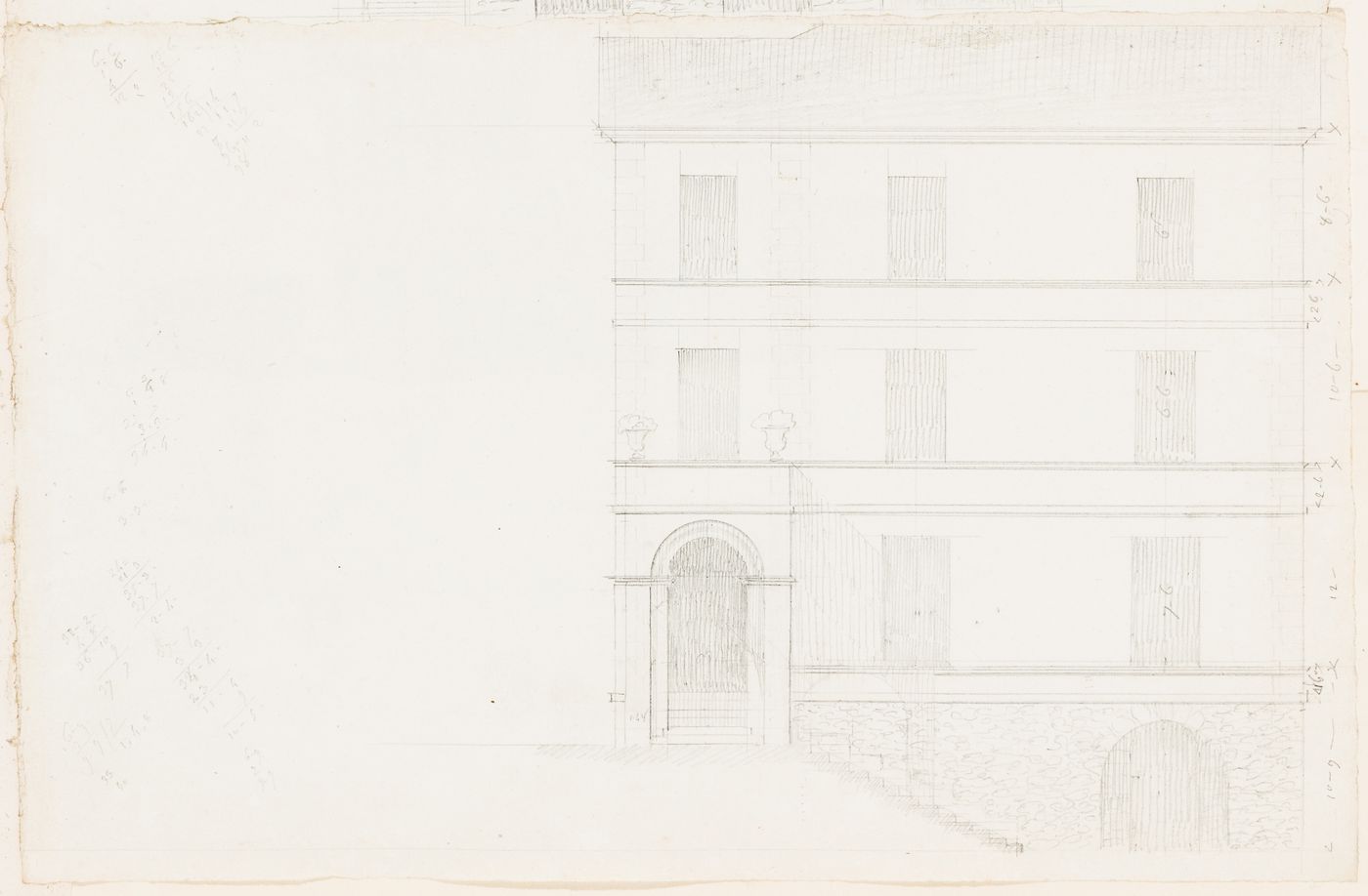 Rohault de Fleury House, 12-14 rue d'Aguesseau, Paris: Side elevation