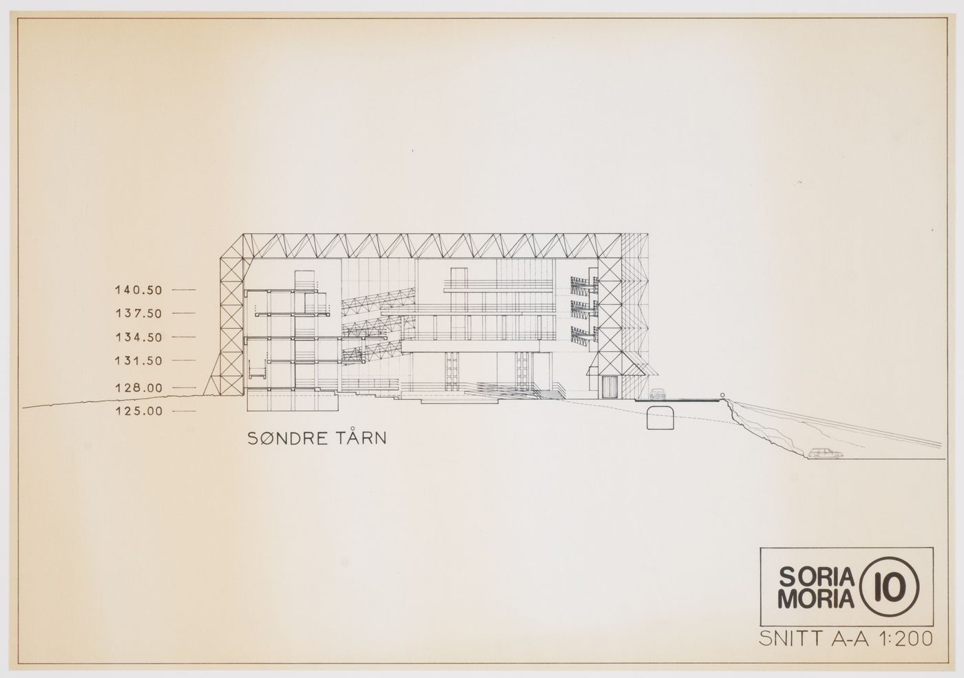 Trondheim Competition: southern tower: A-A section