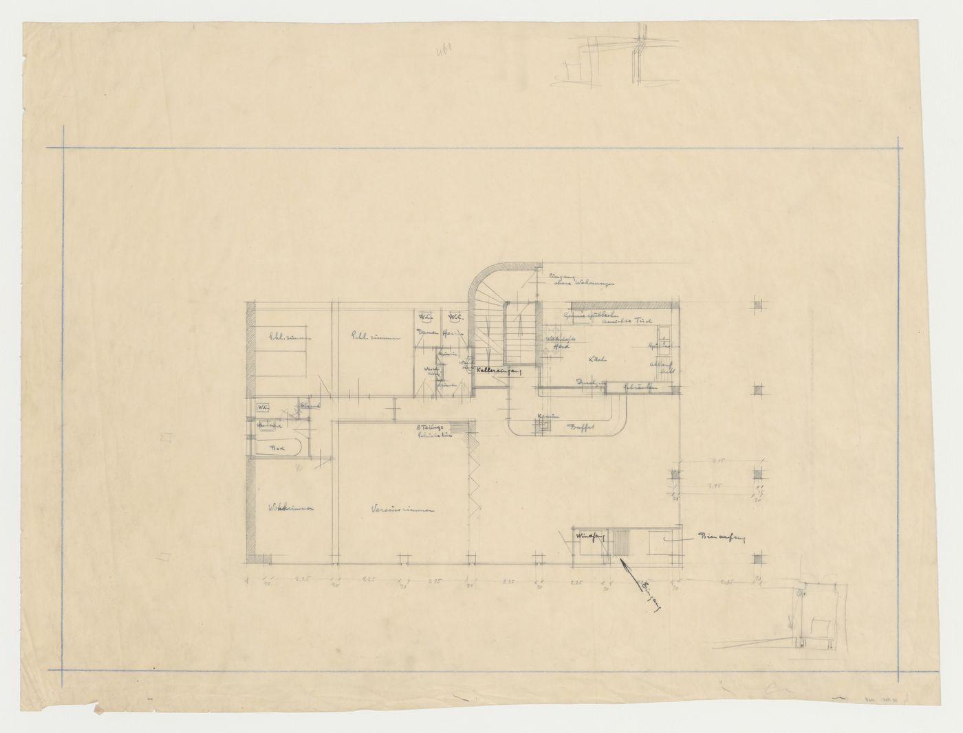 Ground floor plan for a type CL housing unit, Hellerhof Housing Estate, Frankfurt am Main, Germany