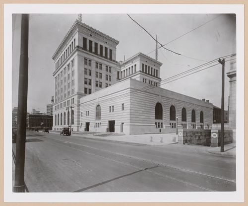 View of lateral and rear façades of the Police Headquarters, Detroit, Michigan