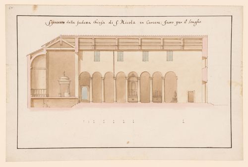 Longitudinal section for the church of S. Nicola in Carcere, Rome