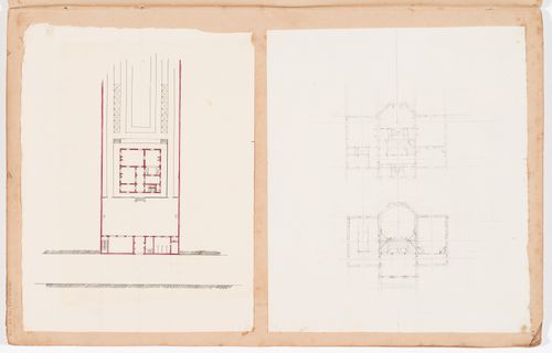 Plans for an unidentified house and site plans for a house, possibly on rue d'Aguesseau; verso: Sketch plan for a house on rue d'Aguesseau, Paris