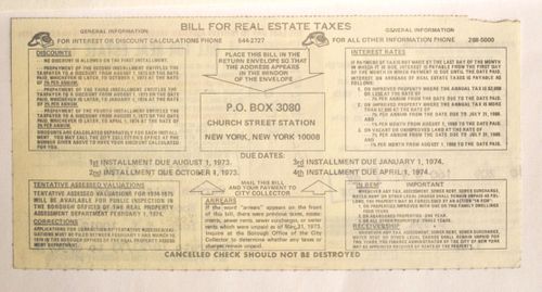 Bill for Real Estate Taxes