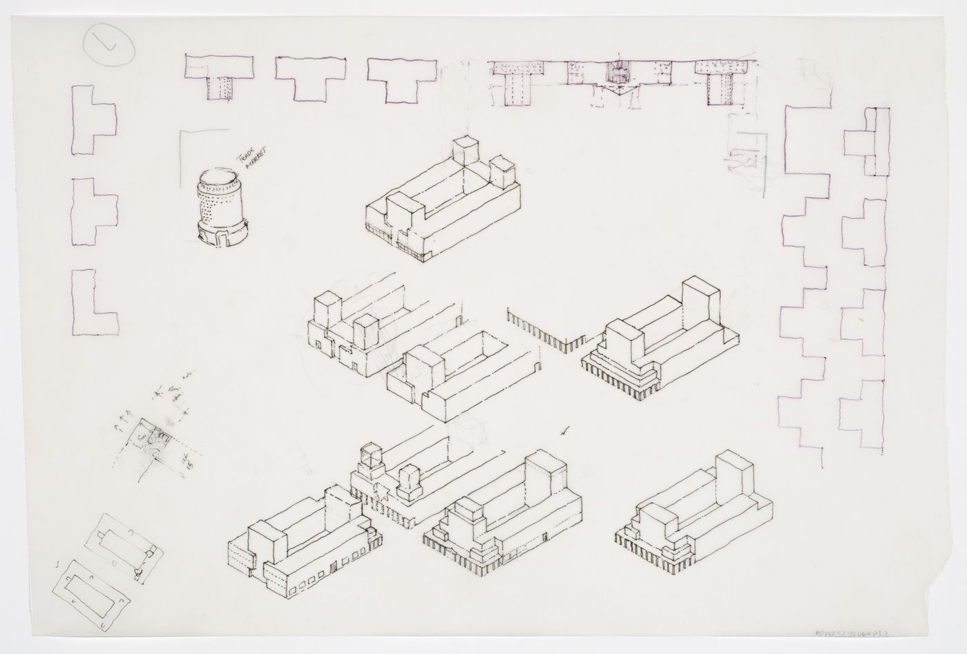 New Town Centre, Caselecchio di Reno, Italy: conceptual sketches