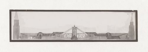 Photograph of a student drawing for the exercise "Design of Surface. Holiday Decoration in Honor of 10th Anniversary of Red Army" for the "Space" course at the Vkhutein (Moscow Higher Technical Institute), Moscow