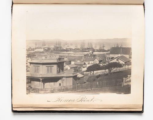 View of San Francisco from Rincon Point showing an octagon house in the foreground