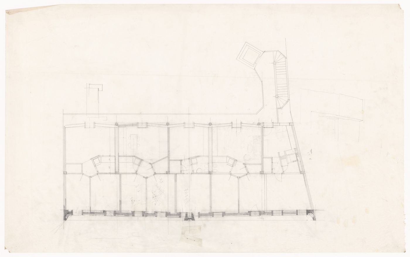 Floor plan with sketches for Edificio per abitazioni in via Conchetta, Milan, Italy