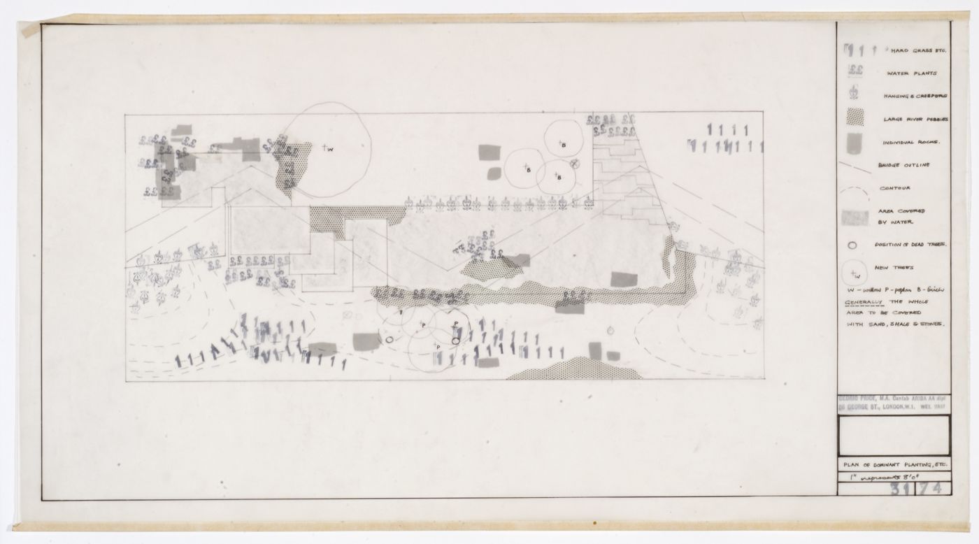 London Zoo Aviary, Regent's Park, London, England: plan of dominant planting, etc.