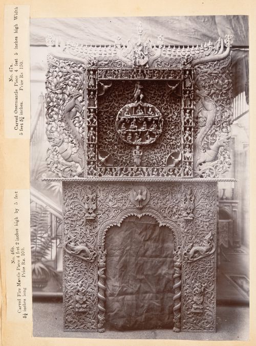 View of an overmantel, F. Beato Limited, C Road, Mandalay, Burma (now Myanmar)