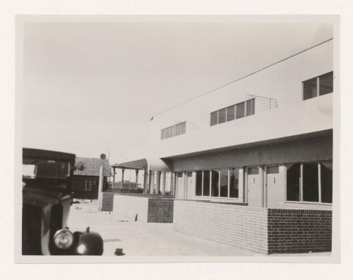 View of the principal façade of industrial row houses, Hoek van Holland, Netherlands