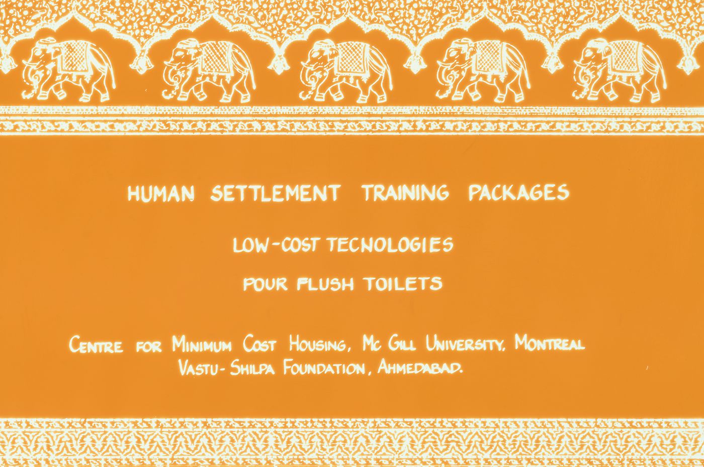 Title slide for "Package 5: Low-cost Technologies: Pour-Flush Sanitation System" for the Human Settlement Training Packages