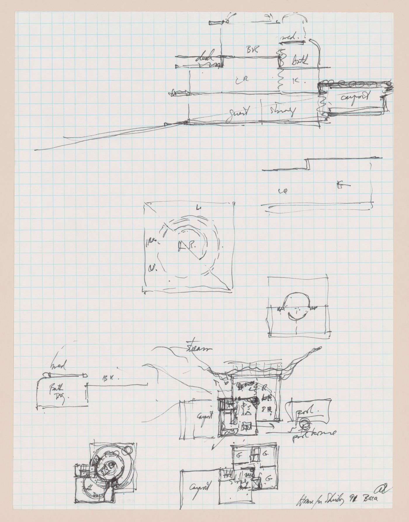Sketch plans and sections for Shirley MacLaine House, De Baca County, New Mexico