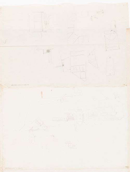 Rohault de Fleury House, 12-14 rue d'Aguesseau, Paris: Plan, probably for the second floor; verso: Unidentified sketches